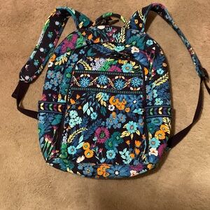 Vera Bradley Floral Backpack with Blue and Orange Accents